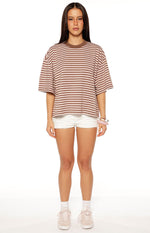 Lioness Bloom Short Sleeve Top Chocolate Blush Stripe Image