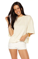 Lioness Bloom Short Sleeve Top Lemontini Stripe