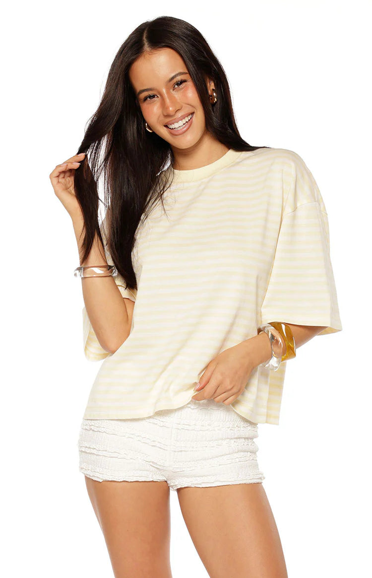 Lioness Bloom Short Sleeve Top Lemontini Stripe | Beginning Boutique US