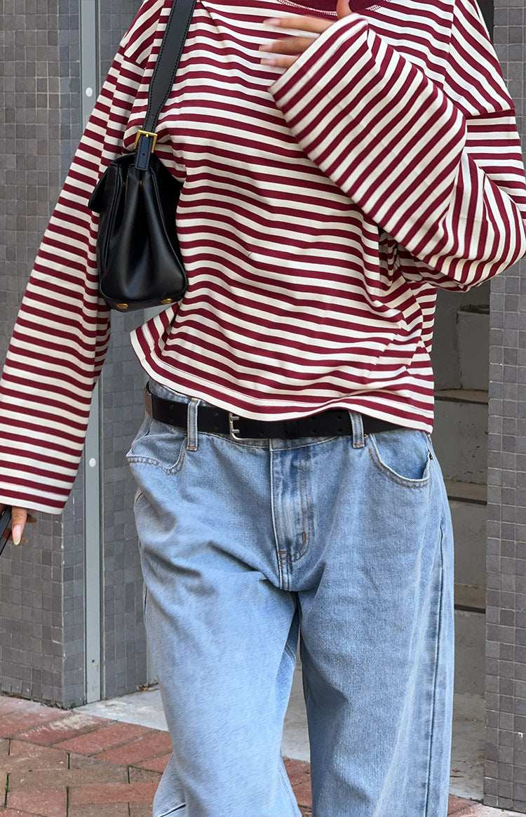 Lioness Bloom Wine Stripe Long Sleeve Top Image