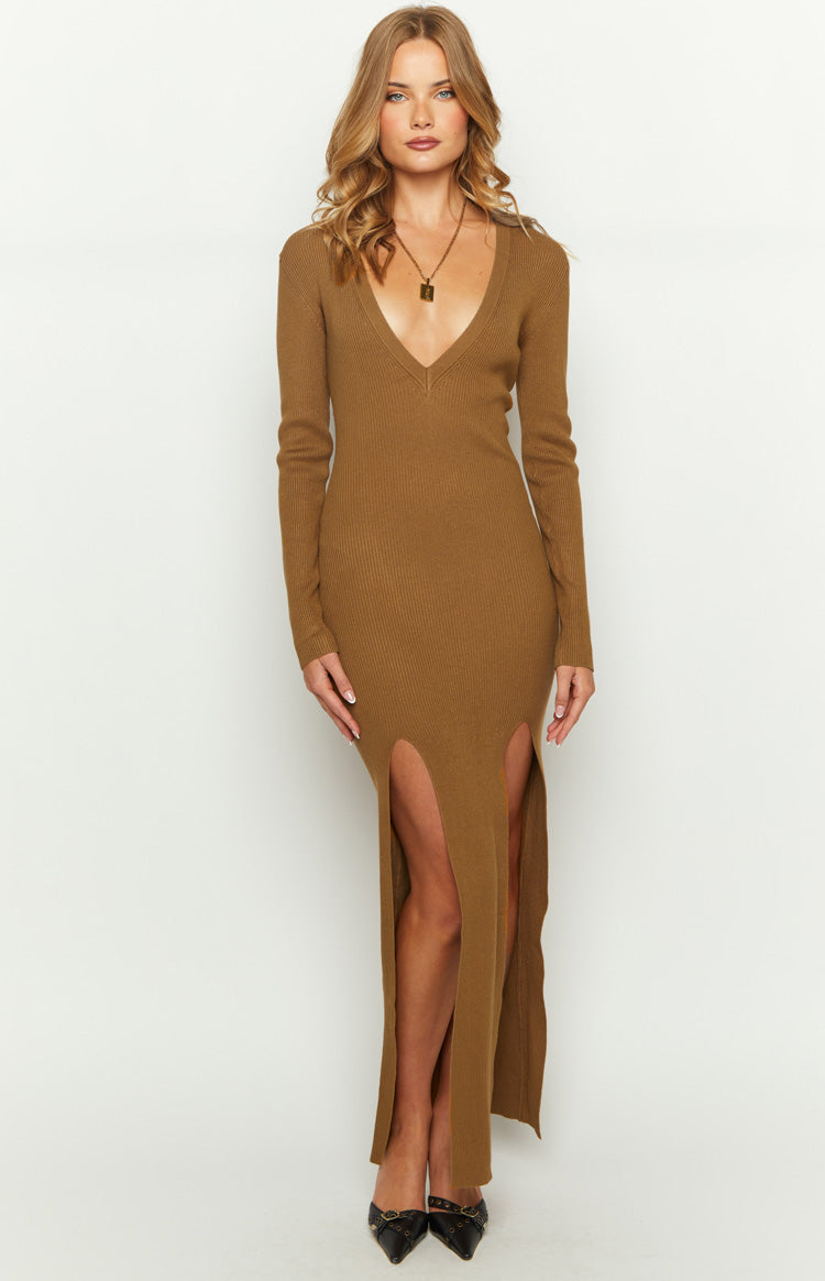 Lioness Opulence Camel Maxi Dress - XXS