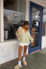 Lorri White Knit Ruffle Shorts