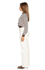 Lottie Chocolate Stripe Round Neck Cardigan