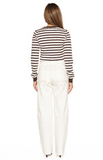 Lottie Chocolate Stripe Round Neck Cardigan