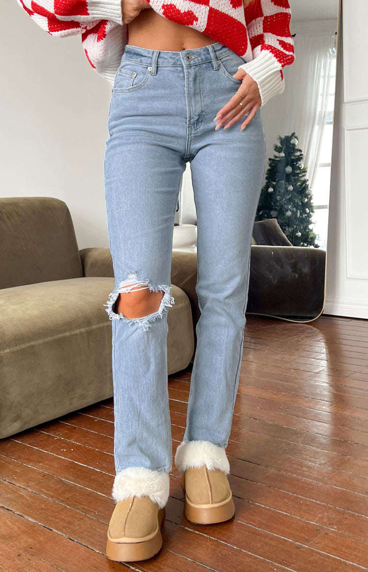Loui Mid Wash Straight Leg Denim Jeans Image