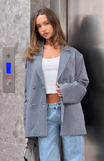 Louis Grey Striped Oversized Blazer Image