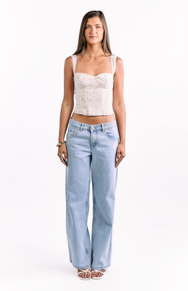 Louis White Floral Corset Top | Beginning Boutique US