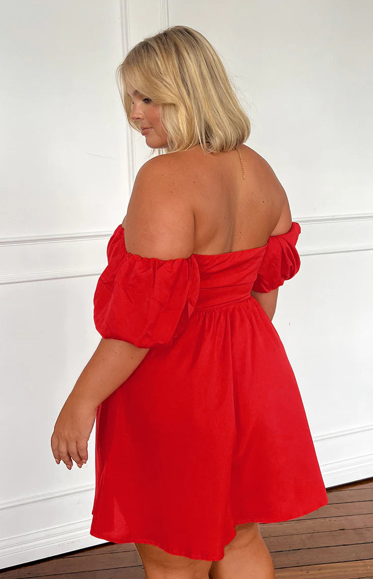 Love Lost Off The Shoulder Red Mini Dress - US 2