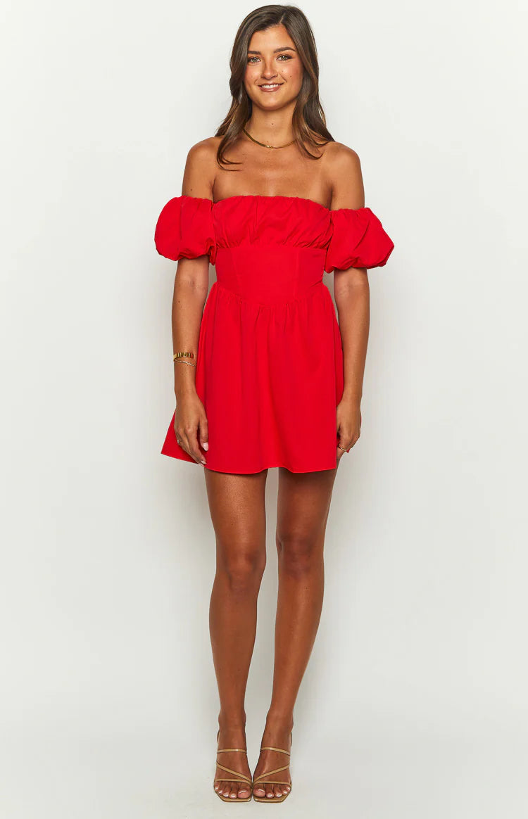 Love Lost Off The Shoulder Red Mini Dress | Beginning Boutique US