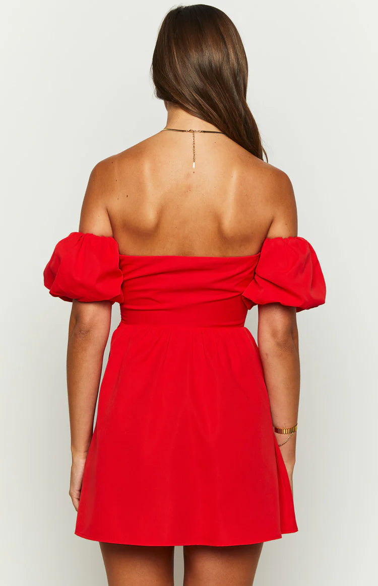 lost without you live in red dress Love Lost Off The Shoulder Red Mini Dress