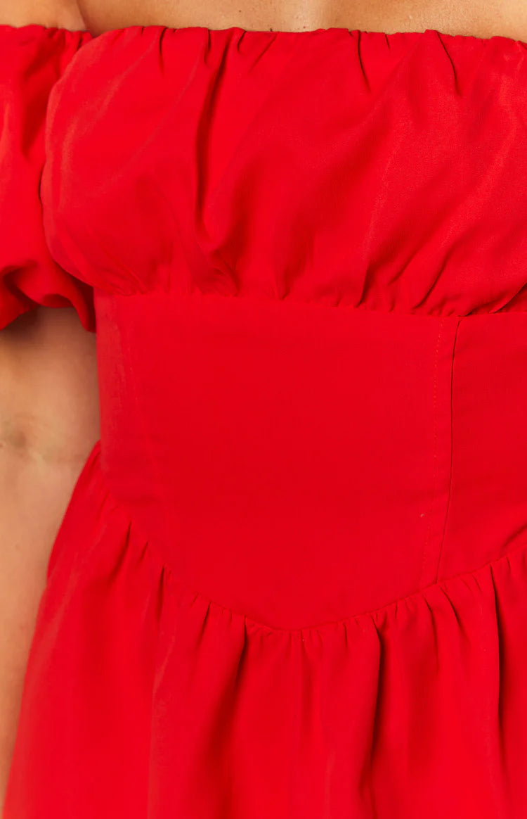 Love Lost Off The Shoulder Red Mini Dress - US 2