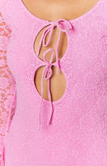 Love Me Pink Lace Long Sleeve Mini Dress