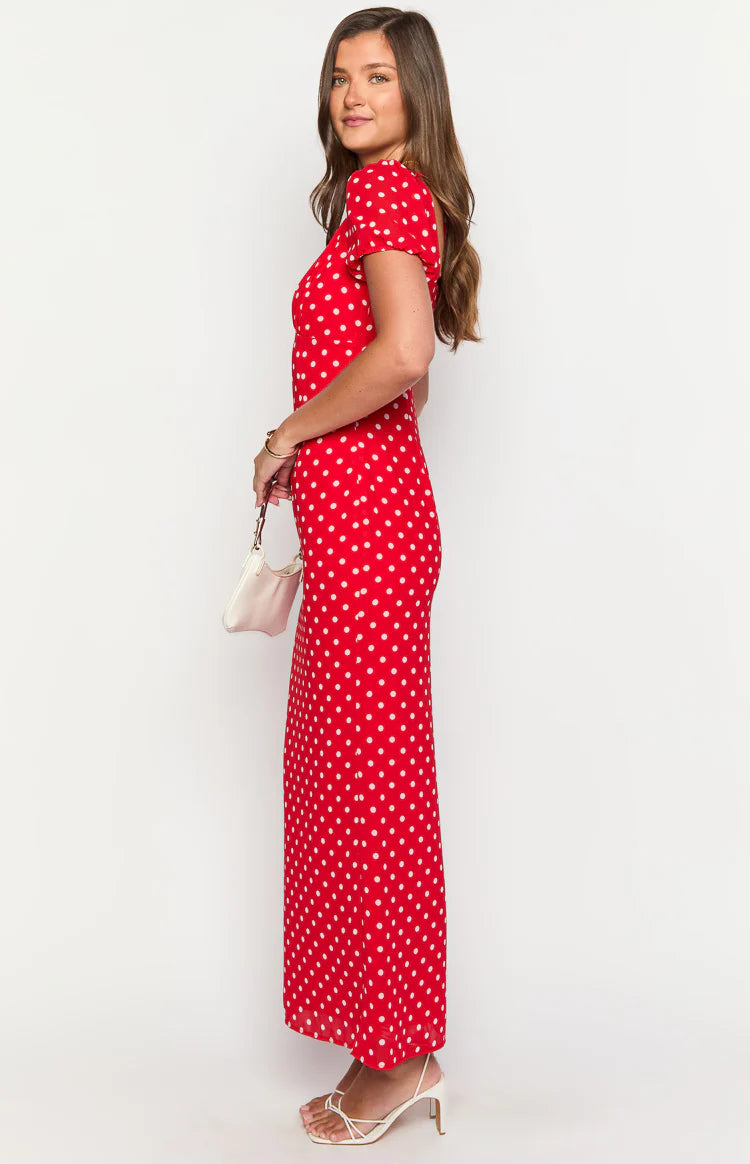 Lovella Red Polka Dot Maxi Dress - US 2 | Beginning Boutique Exclusive Lovella Red Polka Dot Maxi Dress - US 2 | Beginning Boutique Exclusive