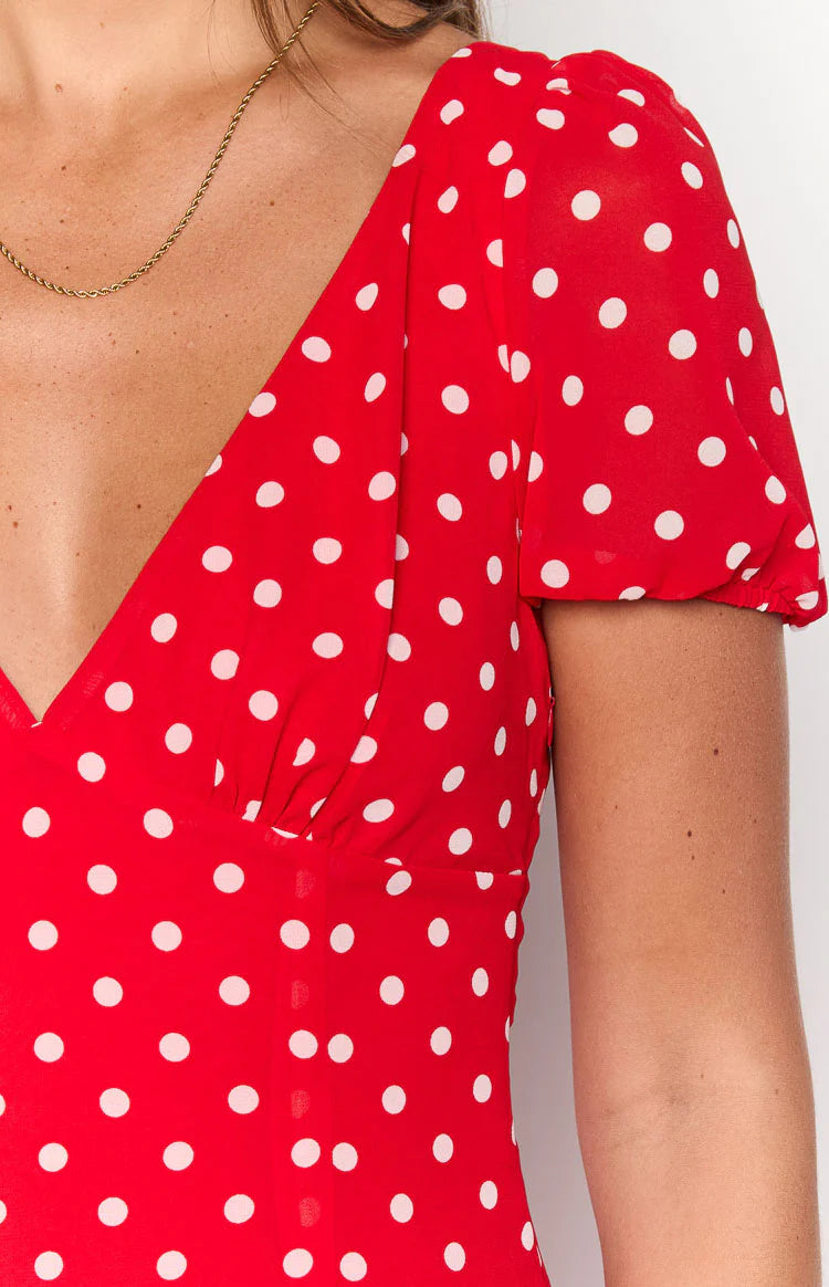 Lovella Red Polka Dot Maxi Dress - US 2 Lovella Red Polka Dot Maxi Dress - US 2