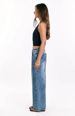 Lovers Lane Mid Wash Denim Heart Pocket Slouchy Jeans