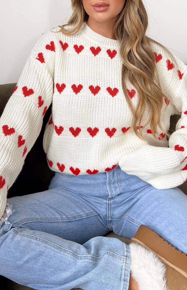 Lovey Red Heart Stripe Jumper Image