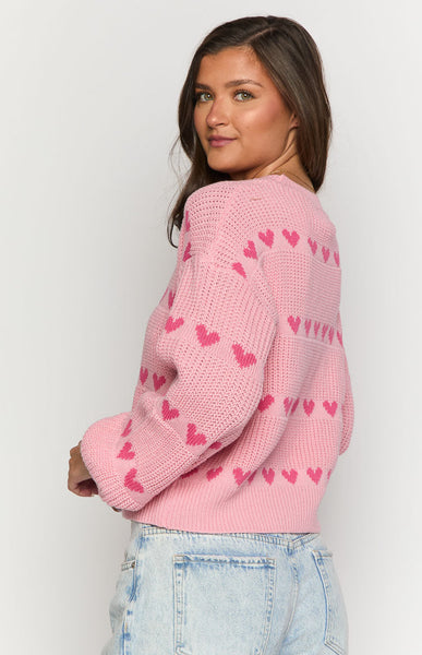Lovey Pink Heart Stripe Jumper | Beginning Boutique US