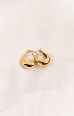 Lucetta Gold Oval Statement Hoop Earrings Image