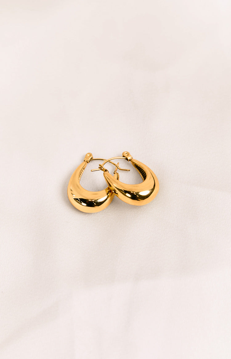 Lucetta Gold Oval Statement Hoop Earrings Image