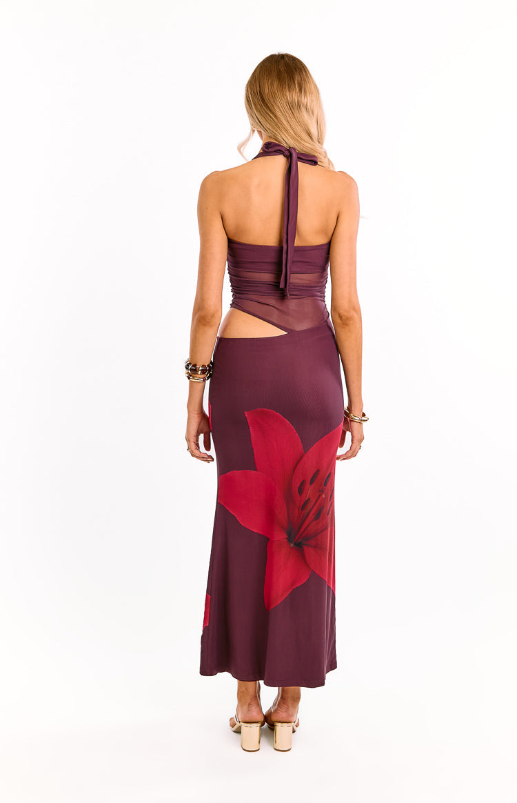 Lucinda Purple Floral Cut Out Maxi Dress - US 8 | Beginning Boutique Exclusive Lucinda Purple Floral Cut Out Maxi Dress - US 8 | Beginning Boutique Exclusive