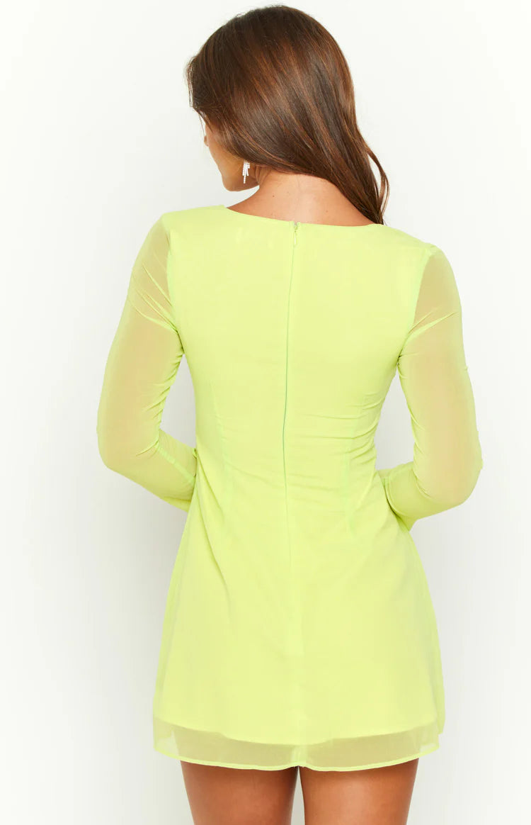 Womens Dresses Lime Green Club Dress Lucy Lime Long Sleeve Mini Dress Beginning Boutique US Womens Dresses Lime Green Club Dress Lucy Lime Long Sleeve Mini Dress Beginning Boutique US