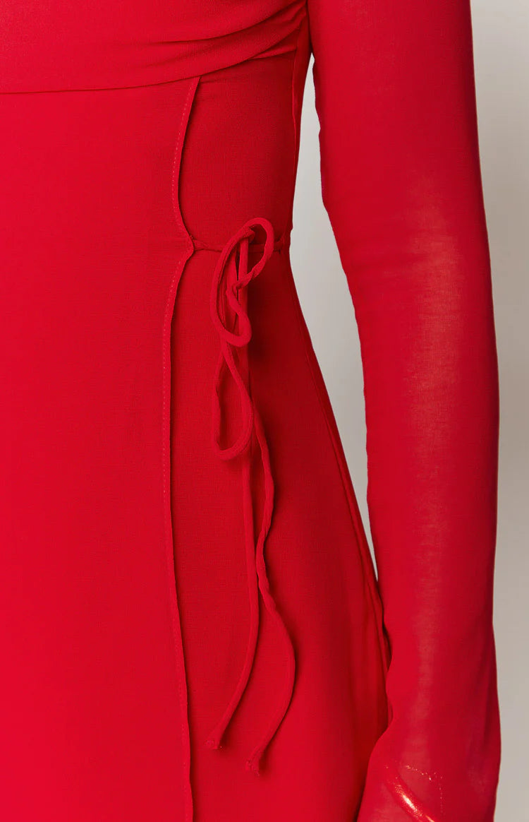 Lucy Red Long Sleeve Mini Dress - US 8 | Beginning Boutique Exclusive Lucy Red Long Sleeve Mini Dress - US 8 | Beginning Boutique Exclusive