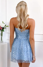 Luke Blue Sequin Strapless Party Mini Dress Image