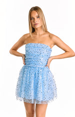 Luke Blue Sequin Strapless Party Mini Dress Image