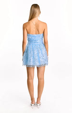 Luke Blue Sequin Strapless Party Mini Dress