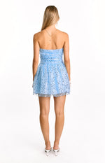 Luke Blue Sequin Strapless Party Mini Dress Image