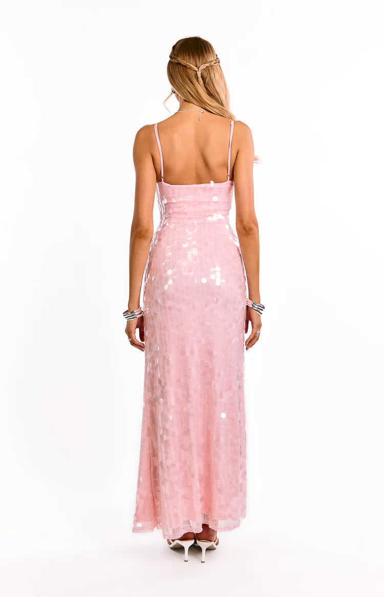 Lyanna Pink Sequin Maxi Dress | Beginning Boutique US Lyanna Pink Sequin Maxi Dress | Beginning Boutique US