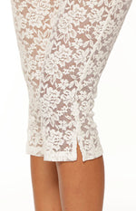 Lydia White Lace Mid Rise Capri Pants