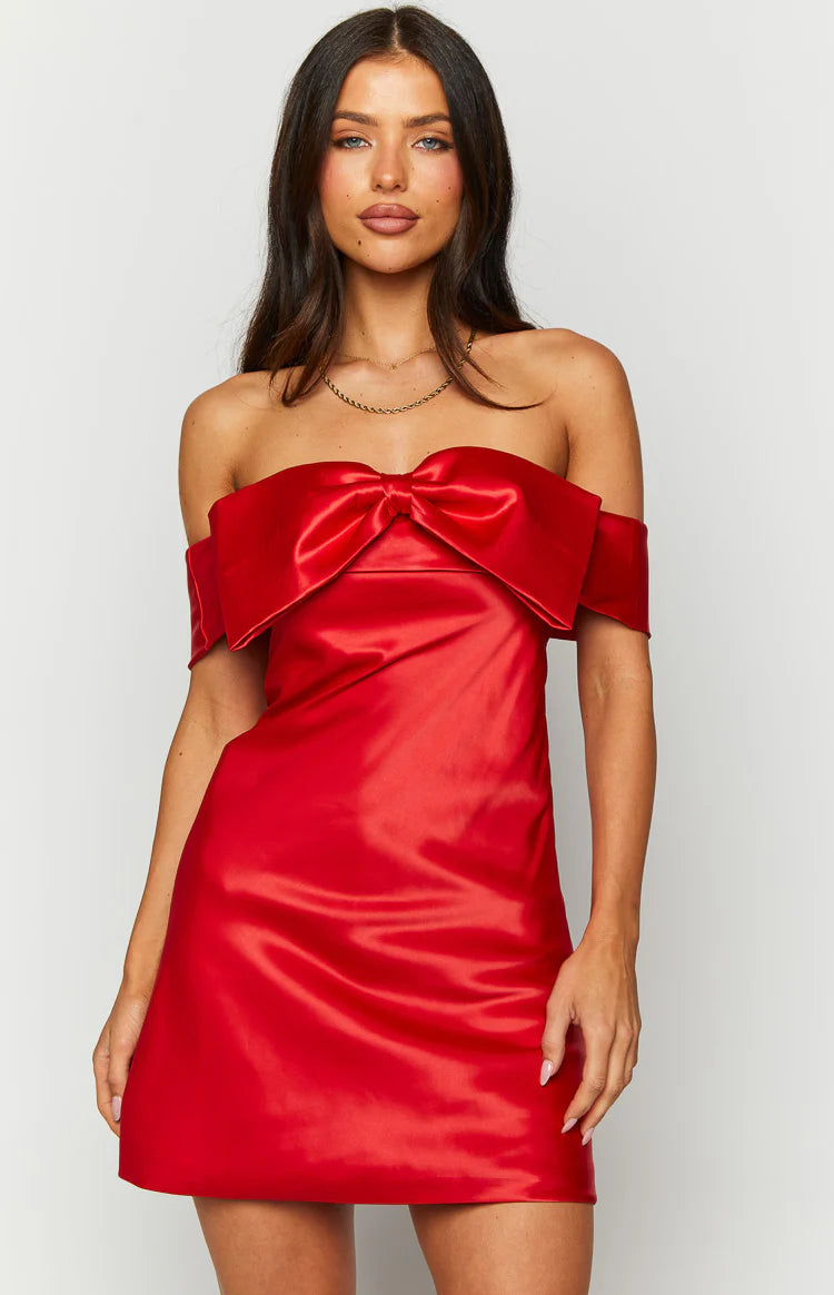 zoella red off the shoulder mini dress Beginning Boutique X Demetra Dias Zoella Pink of the Shoulder Mini Dress US 18