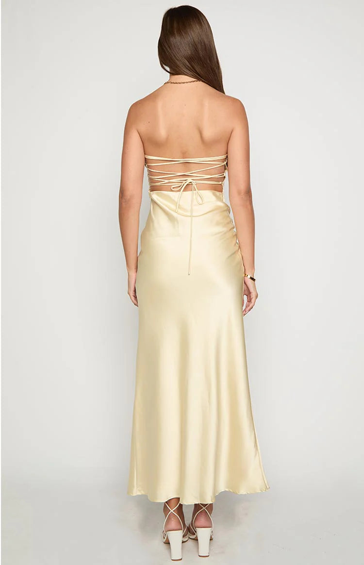 Mackenna Yellow Strapless Maxi Dress - US 2