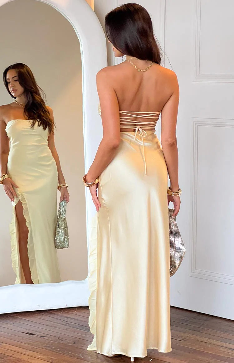 strapless open back dress Sexy Short White Lace Open Back Unique Style Deep V-neck Homecoming Dr –  DaintyBridal main image 0
