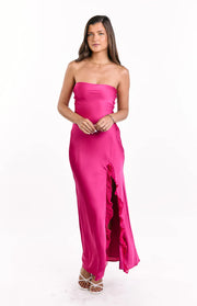 Mackenna Hot Pink Strapless Maxi Dress