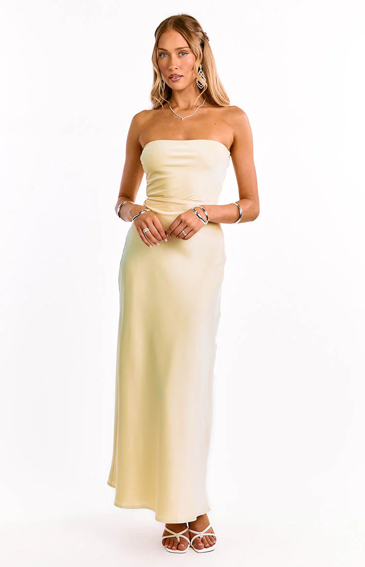 yellow formal dress strapless Maddix Maxi - US 16 Delvine | Black Lace Color:MidnightBlue This elegant strapless evening Fashion Dolls & Accessories