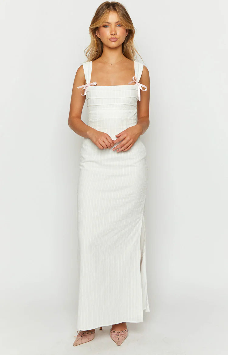 white tie back midi dress White Halter Manhattan Tie-back Midi Dress