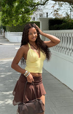 Mahlee Brown Ruched Mini Skirt