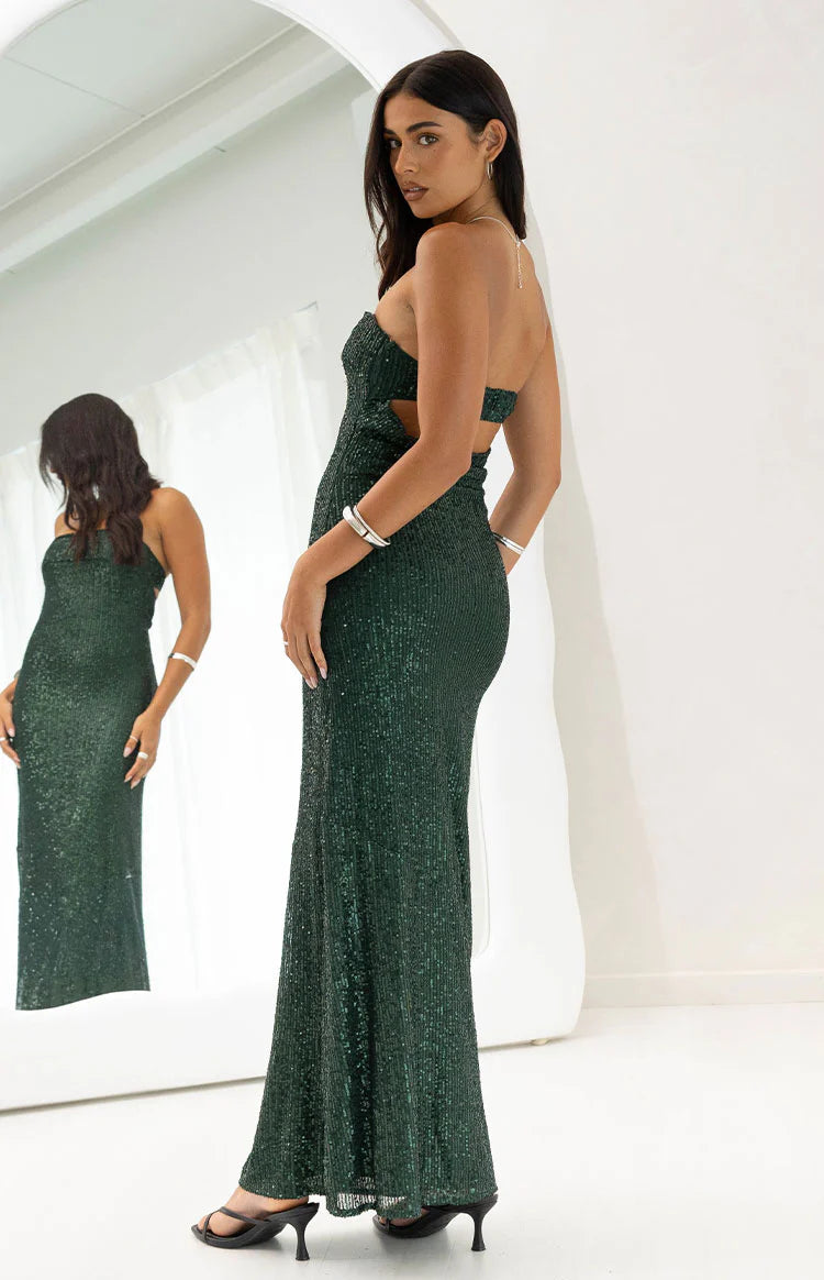 Maiah Emerald Green Sequin Maxi Dress | Beginning Boutique US Maiah Emerald Green Sequin Maxi Dress | Beginning Boutique US