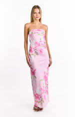 Maiah Pink And Green Floral Print Maxi Dress Image