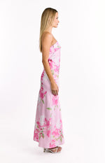 Maiah Pink And Green Floral Print Maxi Dress Image