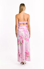 Maiah Pink And Green Floral Print Maxi Dress Image