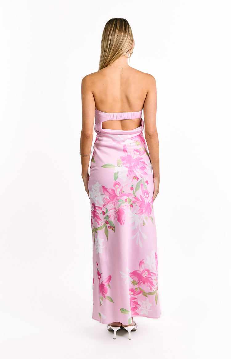Maiah Pink And Green Floral Print Maxi Dress Image