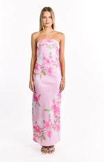 Maiah Pink And Green Floral Print Maxi Dress Image