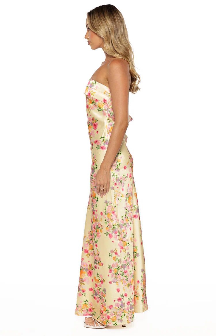 maiah cream maxi dress Soleil Knit And Mesh Halter Maxi Dress / Cream | MESHKI