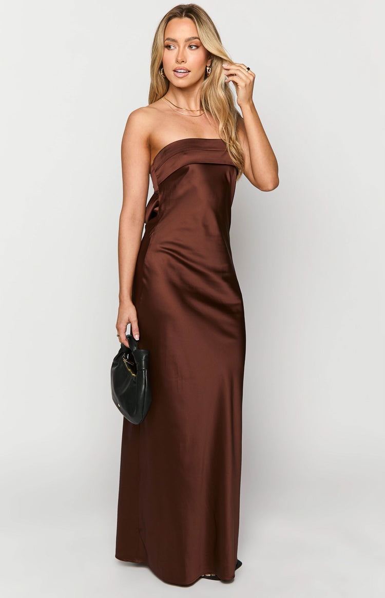 long brown formal dress Maiah Maxi brown formal dress for wedding
