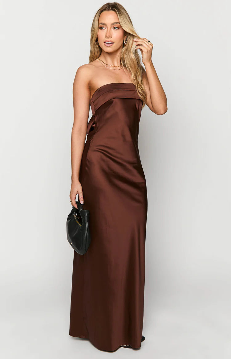 Maiah Brown Maxi Dress - 18 | Beginning Boutique Exclusive Maiah Brown Maxi Dress - 18 | Beginning Boutique Exclusive