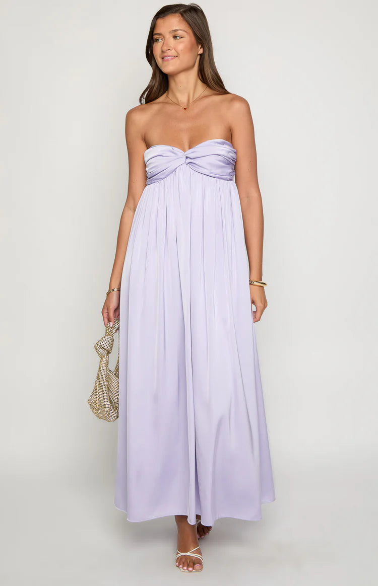 maryska strapless maxi dress purple Mary Strapless Drop Waist Maxi Dress - Violet