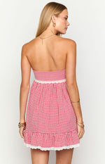 Maisie Red Gingham Strapless Mini Dress Image
